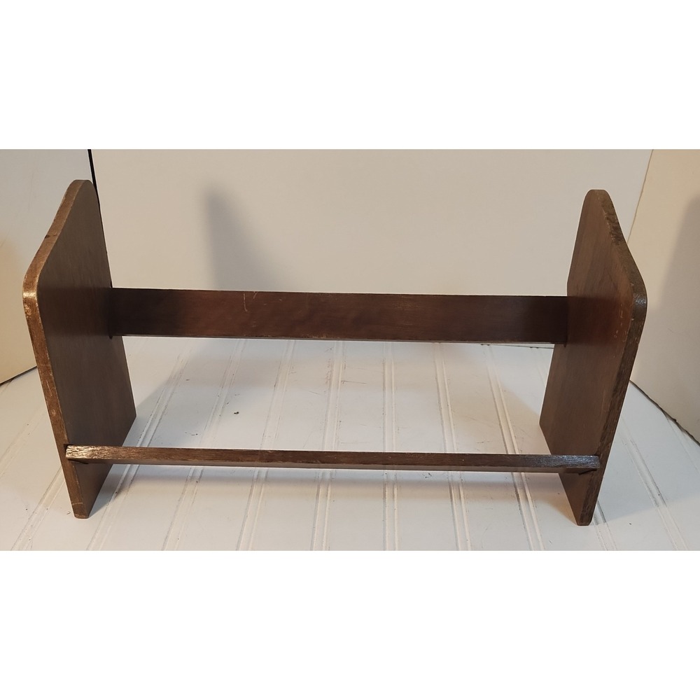 VTG Wood Tabletop Trough Bookcase SM Desktop Book Rack 15" Dark Academia Cottage